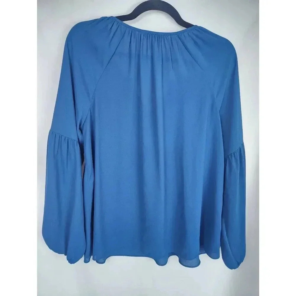 Lilly Pulitzer Charleigh Blouse Top Long Sleeve Blue Size Small - Picture 2 of 8